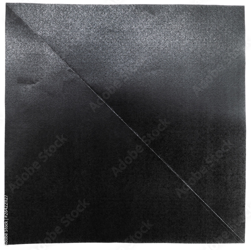 Folded black paper in 2 parts with diagonal style on white background