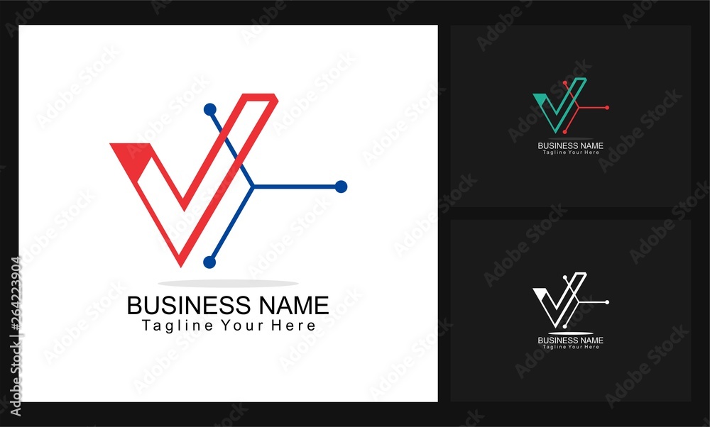 letter v check concept design technology logo letter v check concept design technology logo