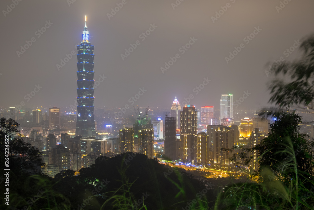 The Taipei 101 and Taipei city night view