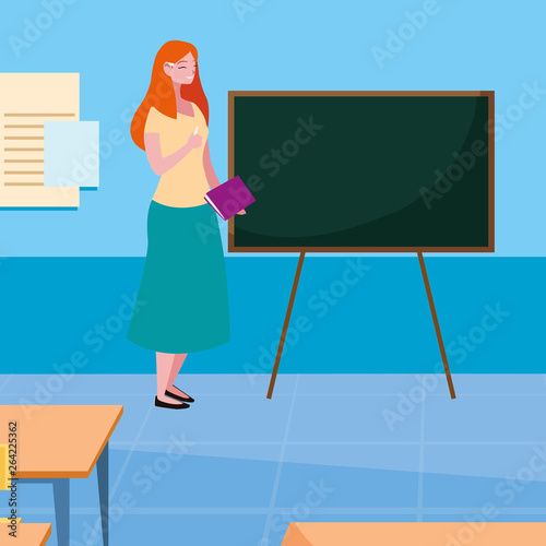 female teacher in the classroom character