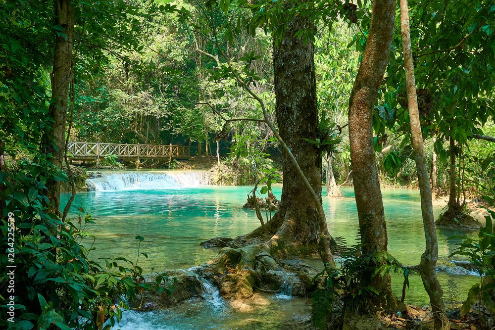 Naklejka premium Kuang si Waterfall in Luang Prabang. Laos. 2019 Landscape