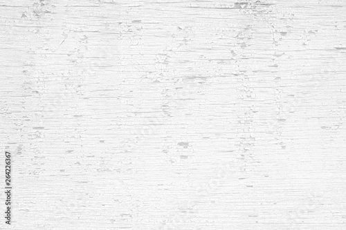 White Peeling Painting on Wooden Board Background.