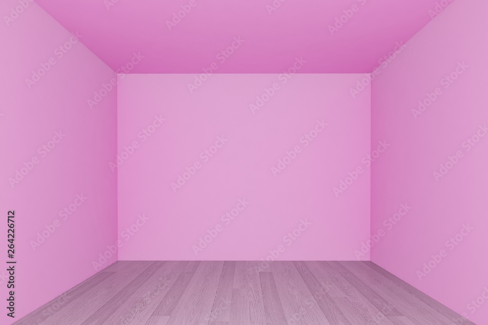 empty room ,pink wall with wood floor ,3d interior empty room ,pink wall with wood floor ,3d interior