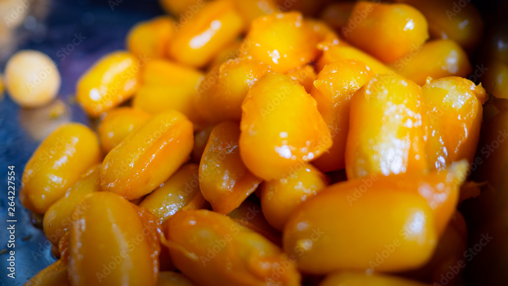Dessert made from chicken eggs, Appetizing yellow gold Dessert made from chicken eggs, Appetizing yellow gold