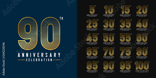 Set of anniversary logotype. Golden anniversary celebration emblem design for company profile, booklet, leaflet, magazine, brochure, web, invitation or greeting card.