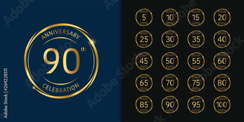 Set of anniversary logotype. Golden anniversary celebration emblem design for company profile, booklet, leaflet, magazine, brochure, web, invitation or greeting card.