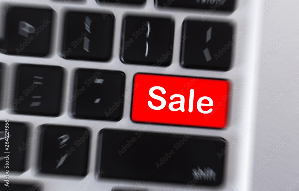 SALEtext on red button on laptop keyboard Stock Photo | Adobe Stock
