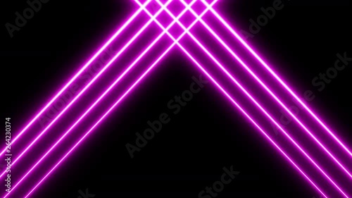 Abstract seamless 3d lines background. Blue purple looped animation fluorescent ultraviolet light glowing neon strokes.