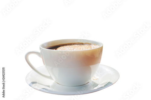 Black of hot coffee Cup with bubble isolated on white background