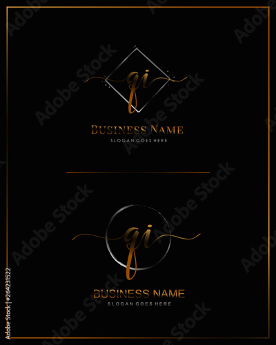 Initial Q I QI handwriting logo vector. Letter handwritten logo template.