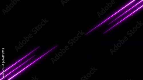 Abstract seamless 3d lines background. Blue purple looped animation fluorescent ultraviolet light glowing neon strokes.