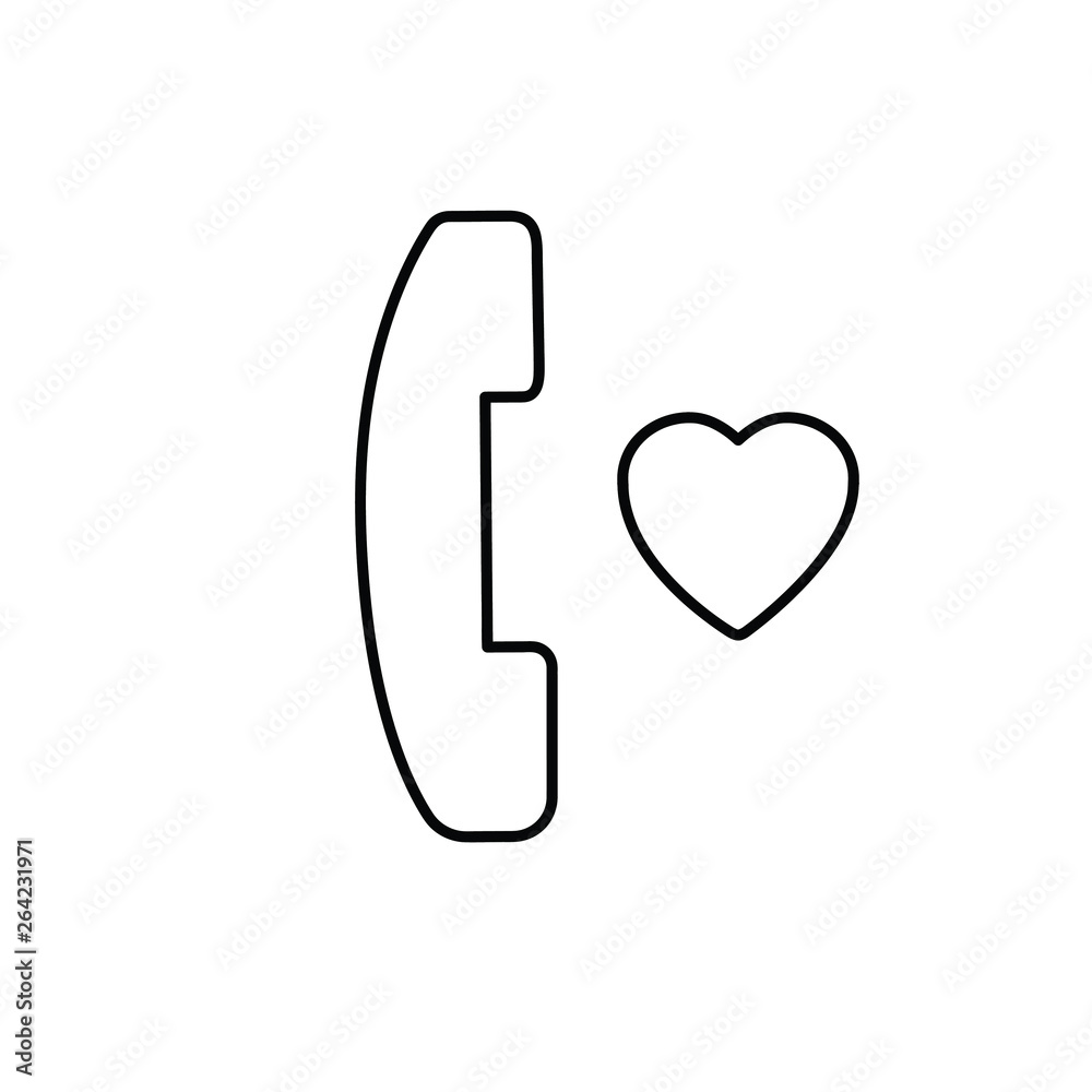 Telephone and heart outline icon Telephone and heart outline icon