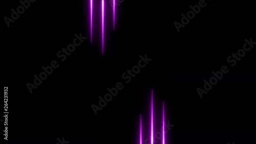 Abstract seamless 3d lines background. Blue purple looped animation fluorescent ultraviolet light glowing neon strokes.