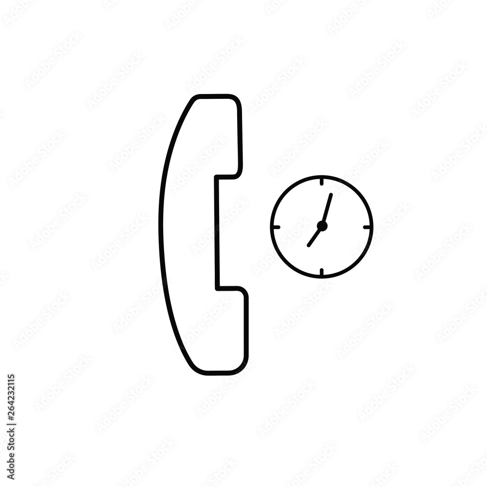 Telephone and clock outline icon.