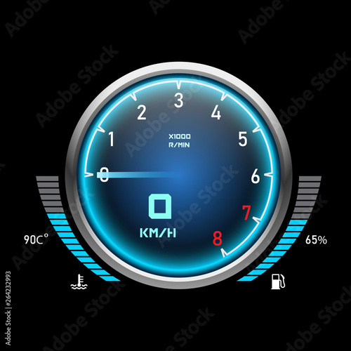 Auto speedometer or car tachometer. Motorcycle