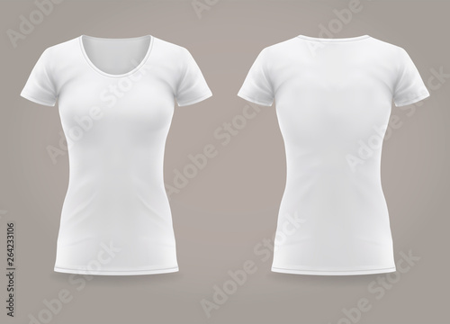 Isolated front and back of woman t-shirt. Fashion