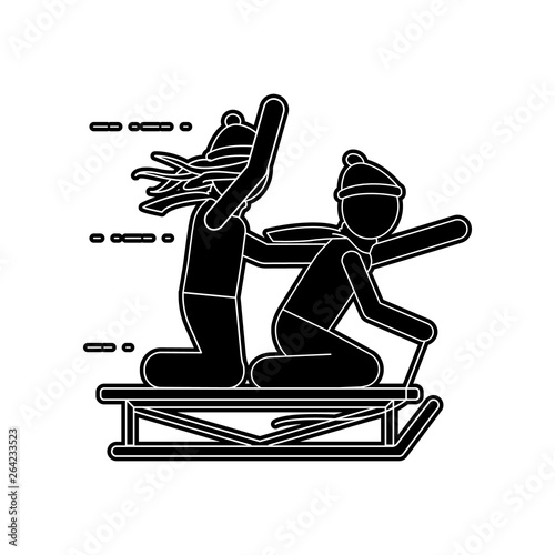 couple on a sleigh icon. Element of Winter for mobile concept and web apps icon. Glyph, flat icon for website design and development, app development