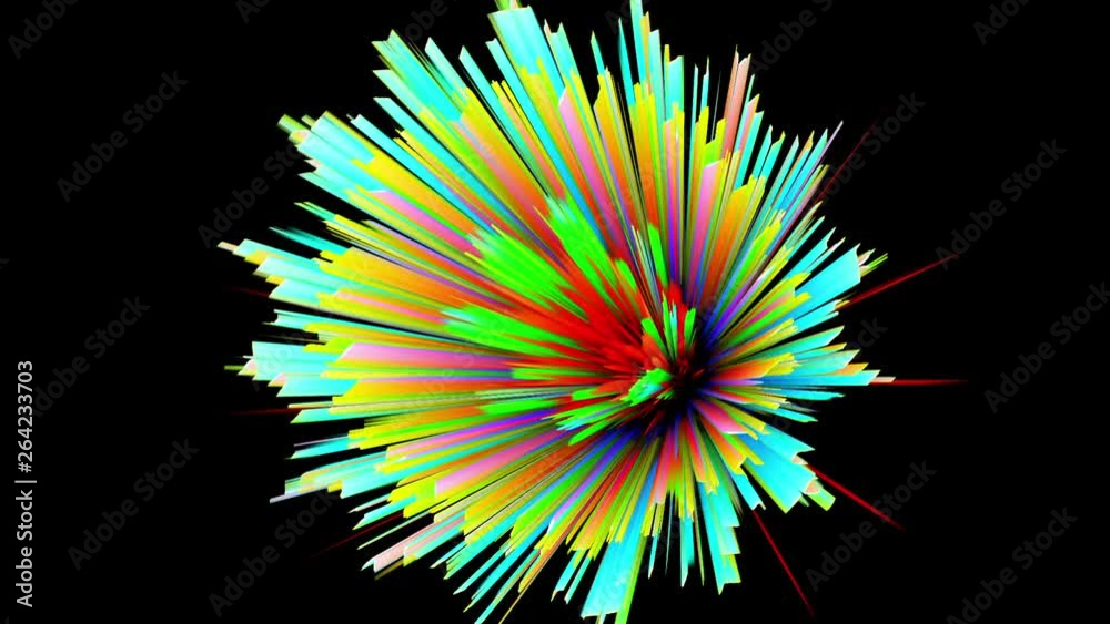 Fractal de explosion Intermitente de Rayos de Colores con efecto 3d