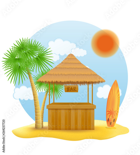 beach stall bar for summer holidays on resort in the tropics vector illustration