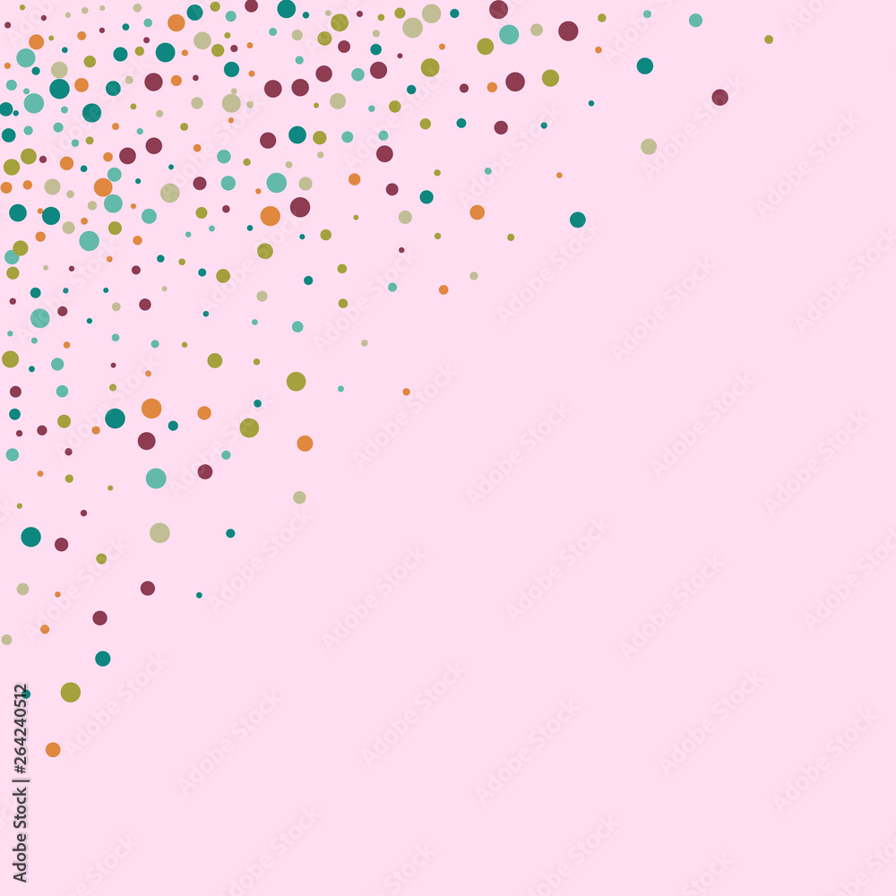 Festive background with multicolored confetti. Yellow, pink, blue circles but against a white background. Flying confetti. Festive background with multicolored confetti. Yellow, pink, blue circles but against a white background. Flying confetti.