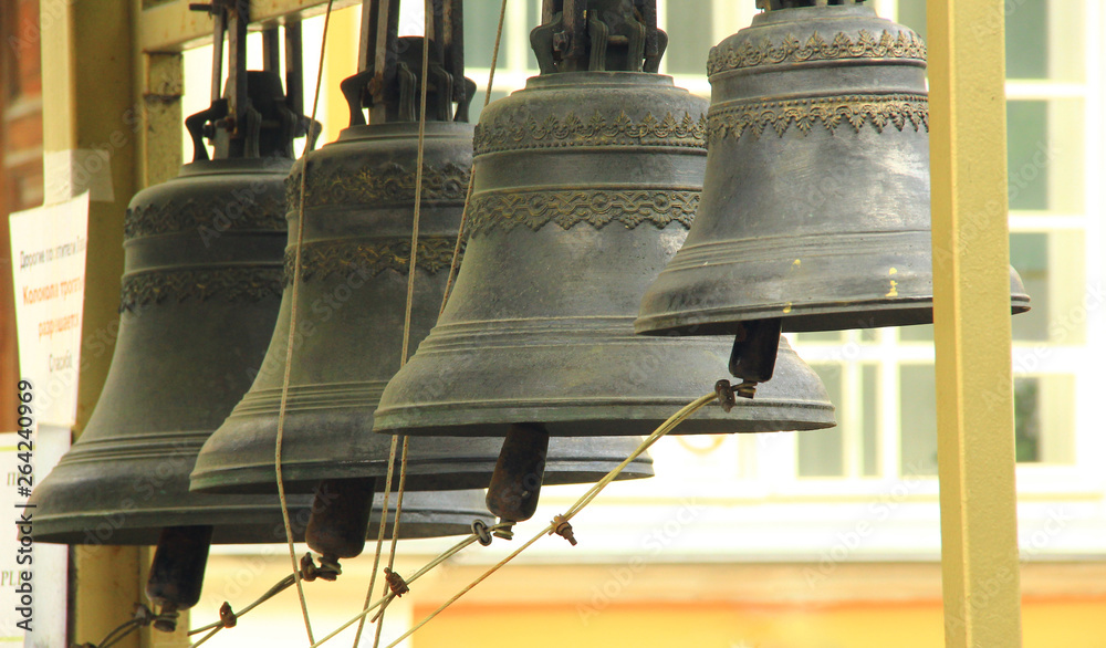 Four Bells of Belfry with cables for ringing