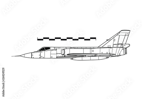 Convair F-106 Delta Dart. Outline drawing