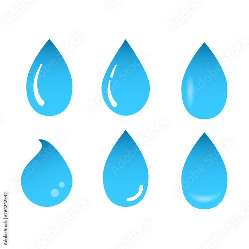abstract set of blue water drop icons