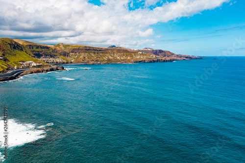 Aerial photo of summer beach and sea 