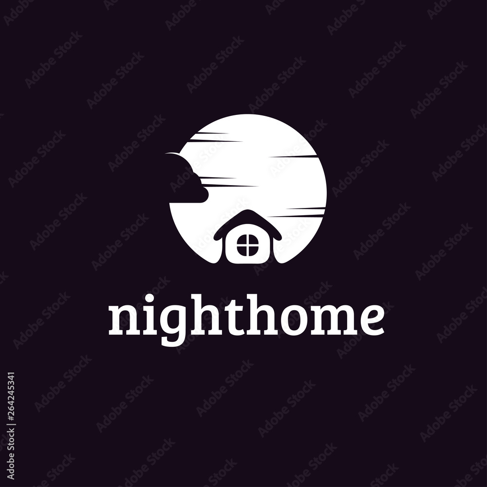 house at the night vector icon logo design template house at the night vector icon logo design template