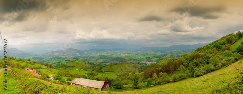 landscape of Pays Basque, Green hills. French countryside in the Pyrenees mountains