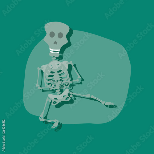 paper sticker on stylish background skeleton Halloween monster