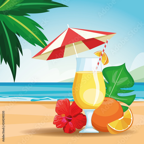 tropical drink with umbrella