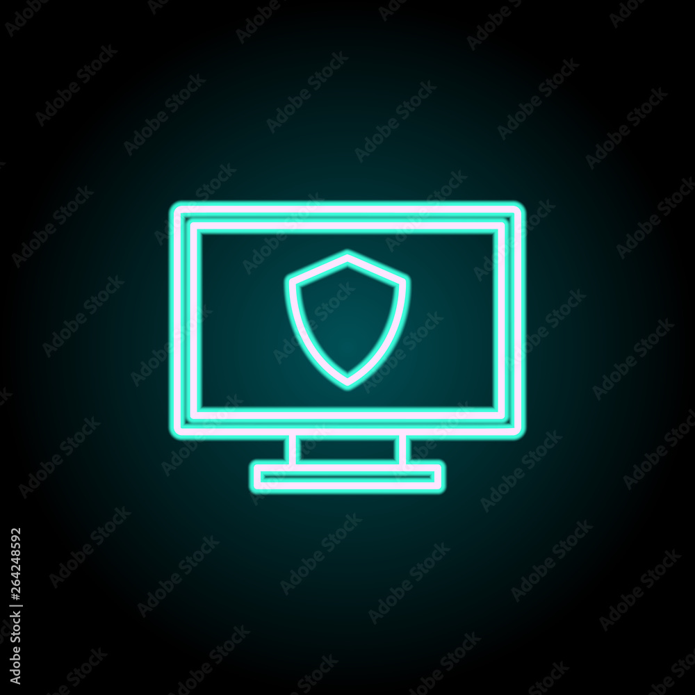 shield on the screen neon icon. Elements of Virus, antivirus set. Simple icon for websites, web design, mobile app, info graphics shield on the screen neon icon. Elements of Virus, antivirus set. Simple icon for websites, web design, mobile app, info graphics