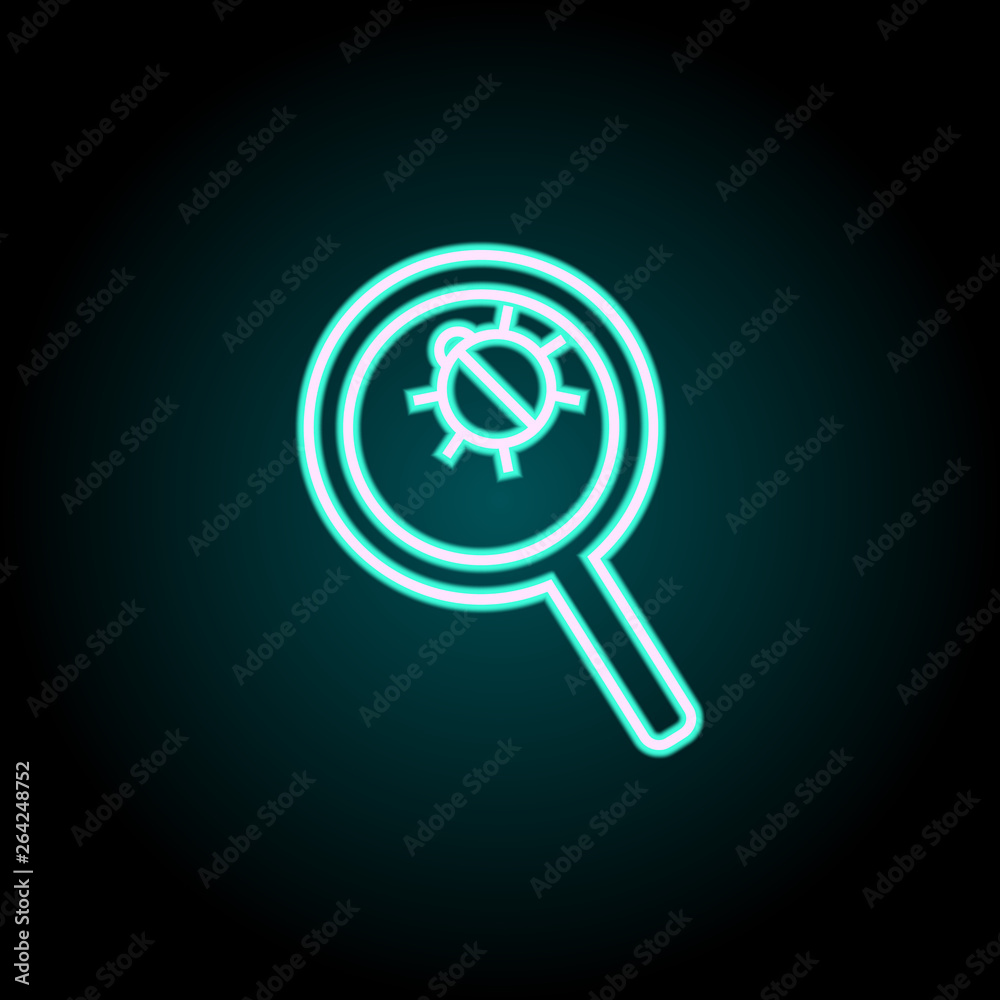 beetle under a magnifying glass neon icon. Elements of Virus, antivirus set. Simple icon for websites, web design, mobile app, info graphics beetle under a magnifying glass neon icon. Elements of Virus, antivirus set. Simple icon for websites, web design, mobile app, info graphics