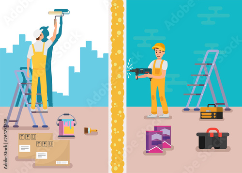 Room Repair Service Advertising Vector Banner