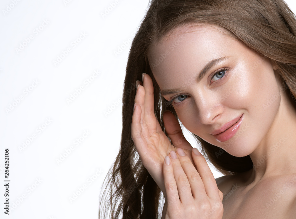 Beauty skin care woman natural makeup female model closeup Beauty skin care woman natural makeup female model closeup
