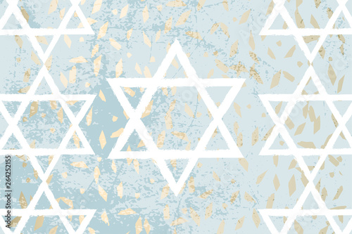 blue gold marble grunge marble chic background with hand drawn white David star symbol