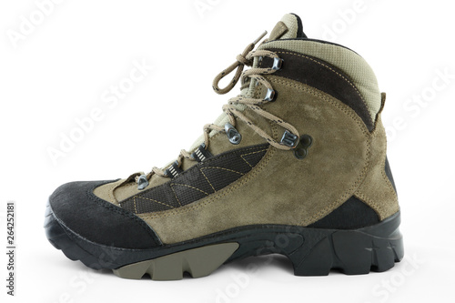 pair of hiking boots isolated on white background