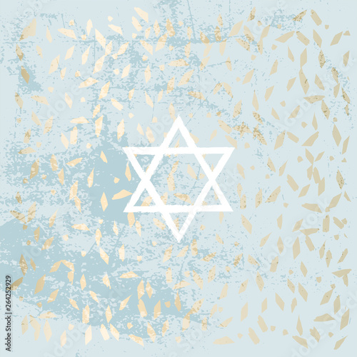 blue gold marble grunge marble chic background with hand drawn white David star symbol