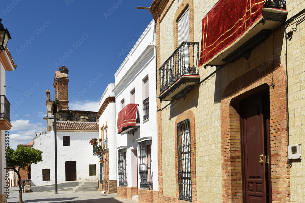 Street and Ruins of the Church of Saint Martin, (13th century) Niebla, Huelva province, Andalusia, Spain Street and Ruins of the Church of Saint Martin, (13th century) Niebla, Huelva province, Andalusia, Spain