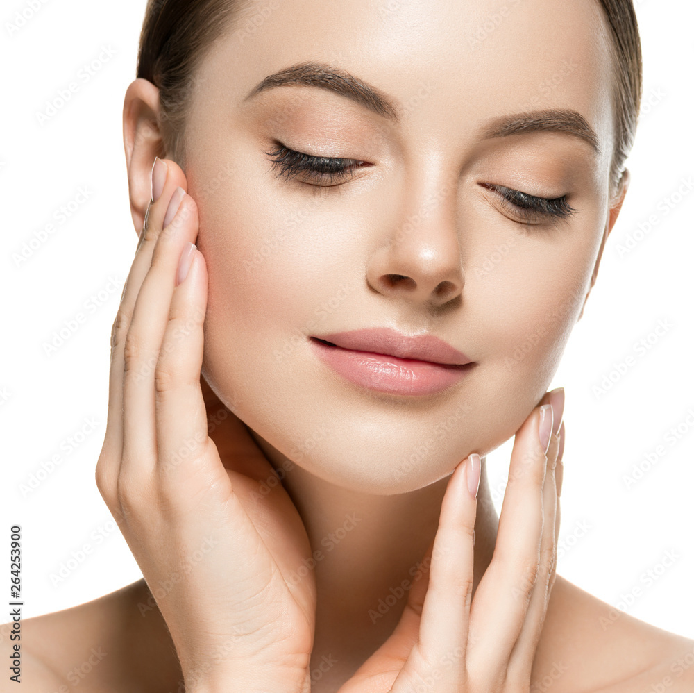 Beauty face healthy skin woman isolated on white Beauty face healthy skin woman isolated on white