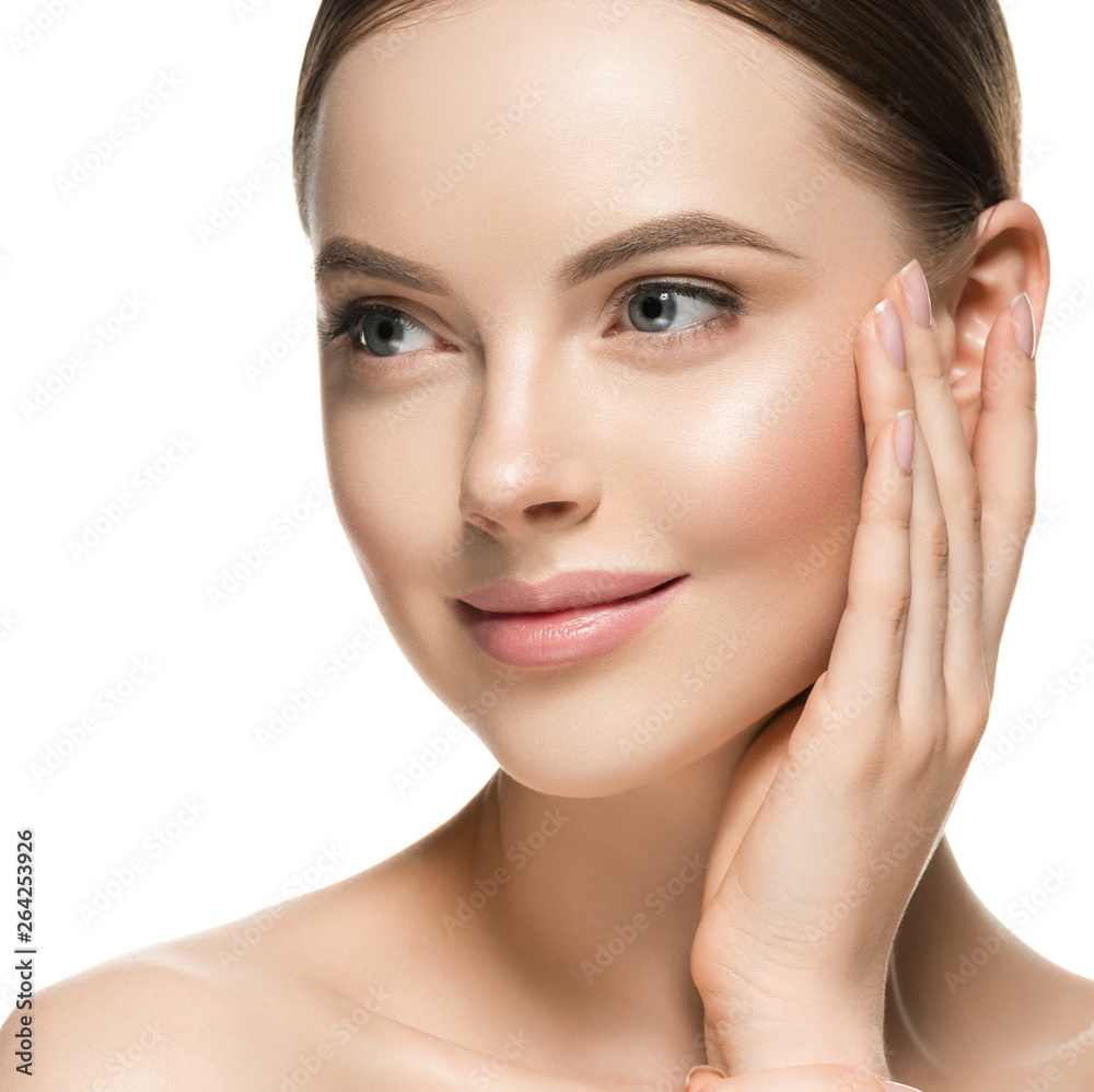 Beauty face healthy skin woman isolated on white Beauty face healthy skin woman isolated on white