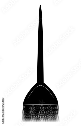 Color mixing plastic hairdresser brush, hairbrush, sketch style vector illustration with place for text. Hairbrush, coloring brush, hairdresser tool for hair bleaching and coloring