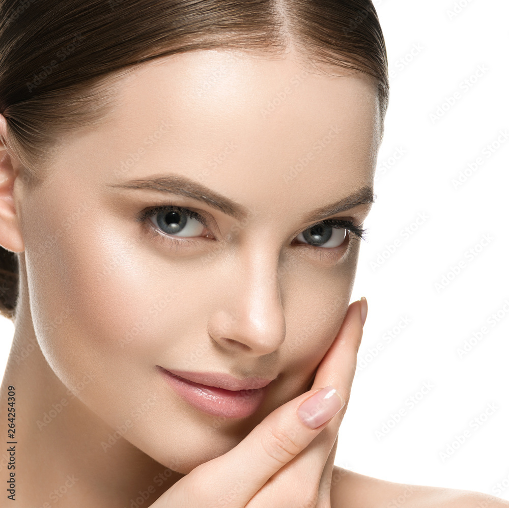 Beauty face healthy skin woman isolated on white Beauty face healthy skin woman isolated on white