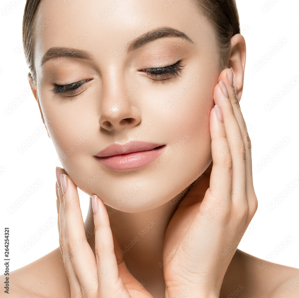 Beauty face healthy skin woman isolated on white Beauty face healthy skin woman isolated on white