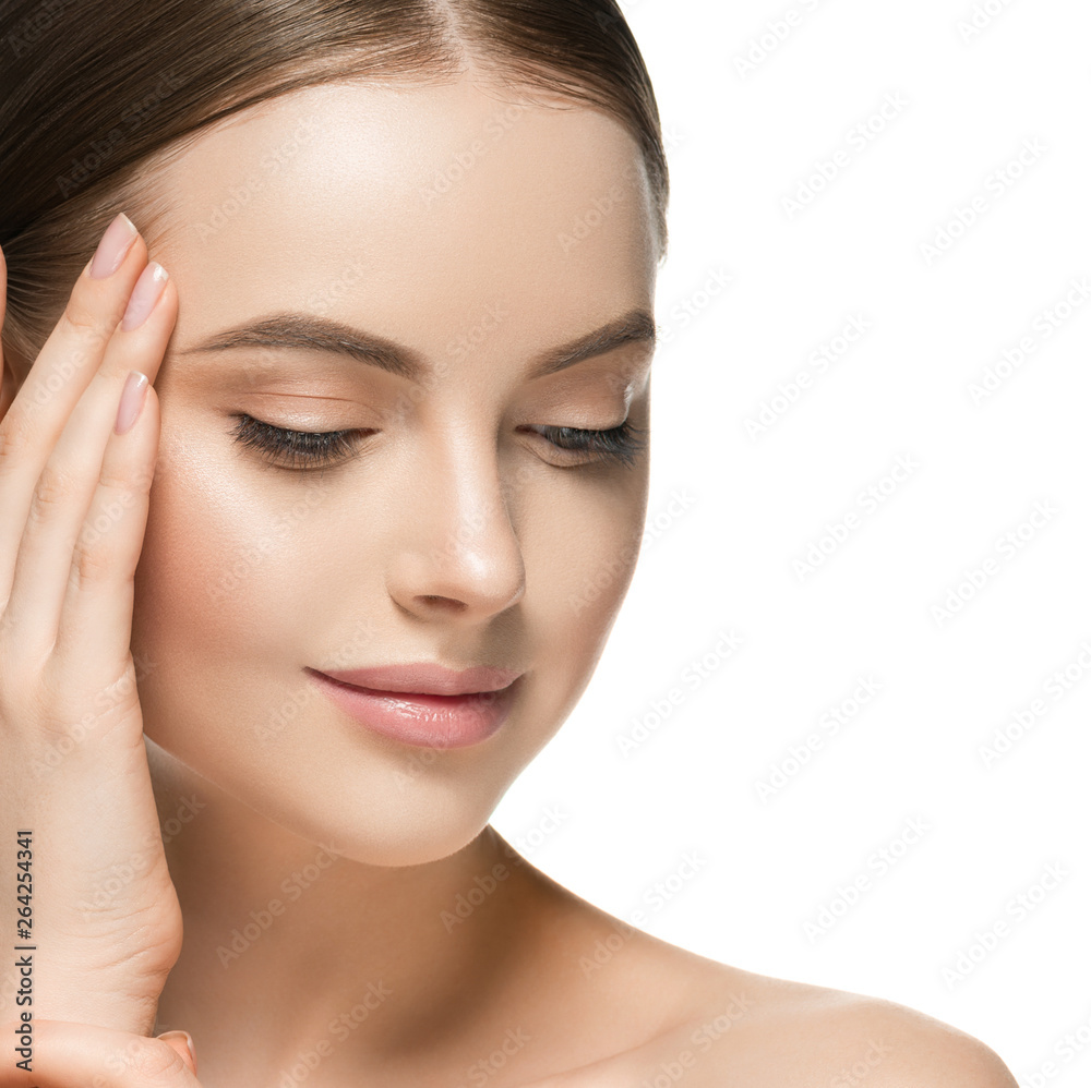 Beauty face healthy skin woman isolated on white Beauty face healthy skin woman isolated on white