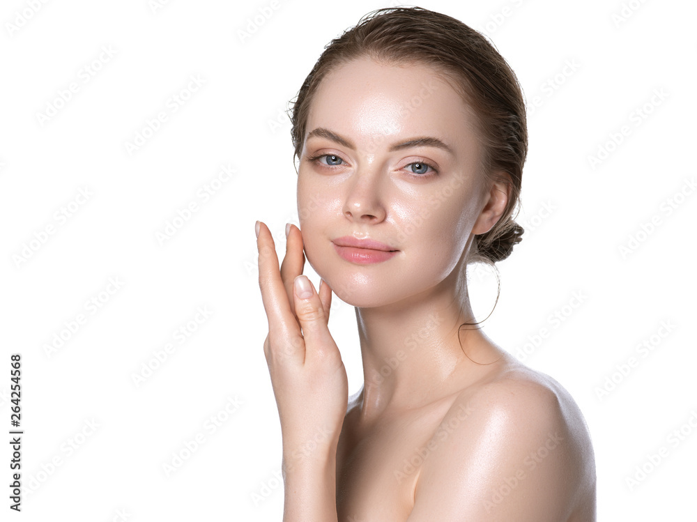 Beauty skin care woman natural makeup female model closeup 