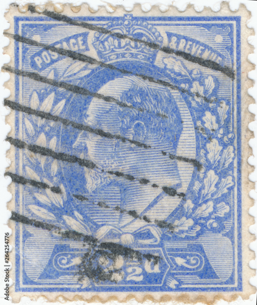 Vintage stamp printed in Great Britain 1902 shows , King George V
