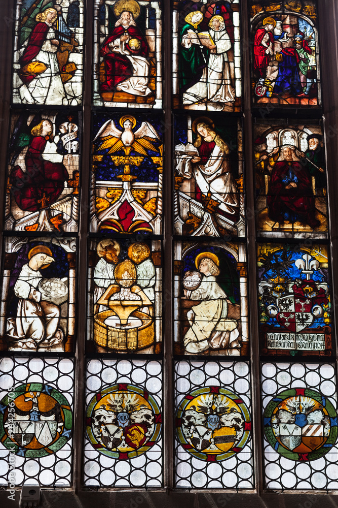 Stained glass Church of the virgin Mary in Nuremberg Stained glass Church of the virgin Mary in Nuremberg