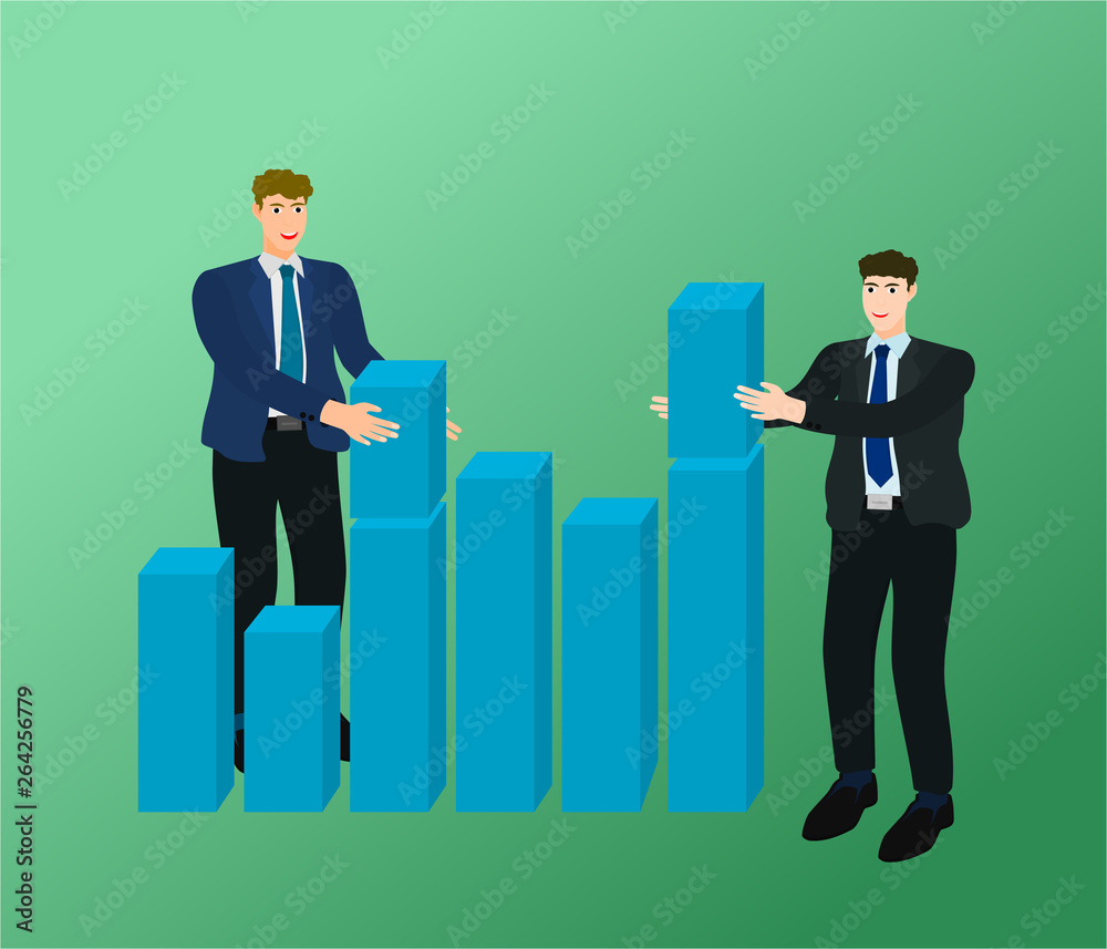 Two businessman success management growth graph , teamwork concept